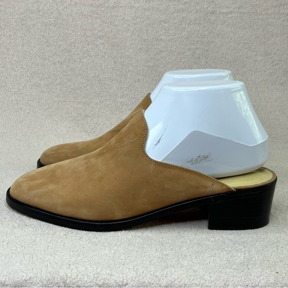 GAP Nubuck Suede Block Heel Mules-Tan/Brown-Womens 8-Classic-Preppy-Professional - Picture 4 of 8